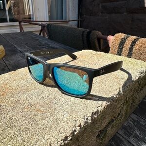 Ray Ban Like New, Justin RB4165 Matte Black Frames, Blue Lenses